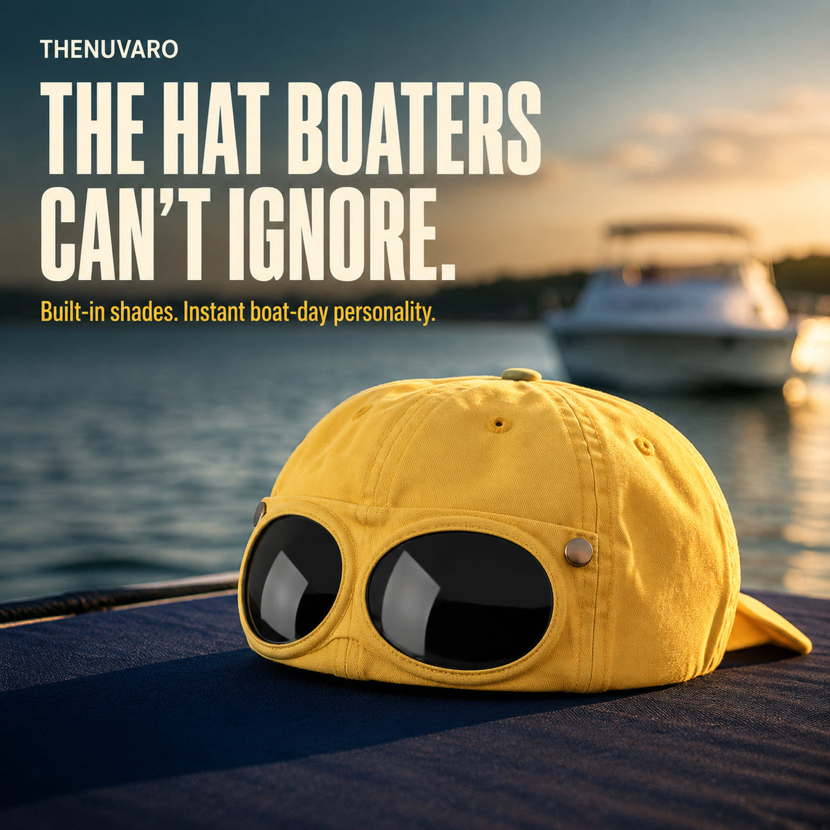 Pilot-Inspired Baseball Cap with Built-In Sunglasses