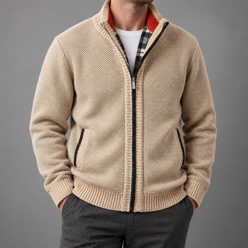 Men’s Fleece Lined Zip-Up Knit Cardigan