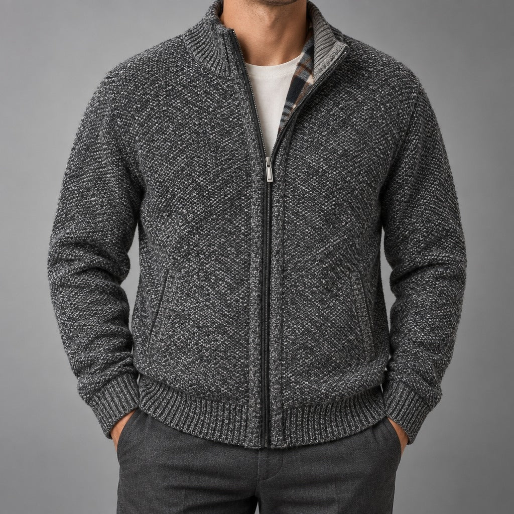 Men’s Fleece Lined Zip-Up Knit Cardigan