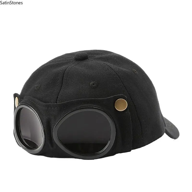 Pilot-Inspired Baseball Cap with Built-In Sunglasses