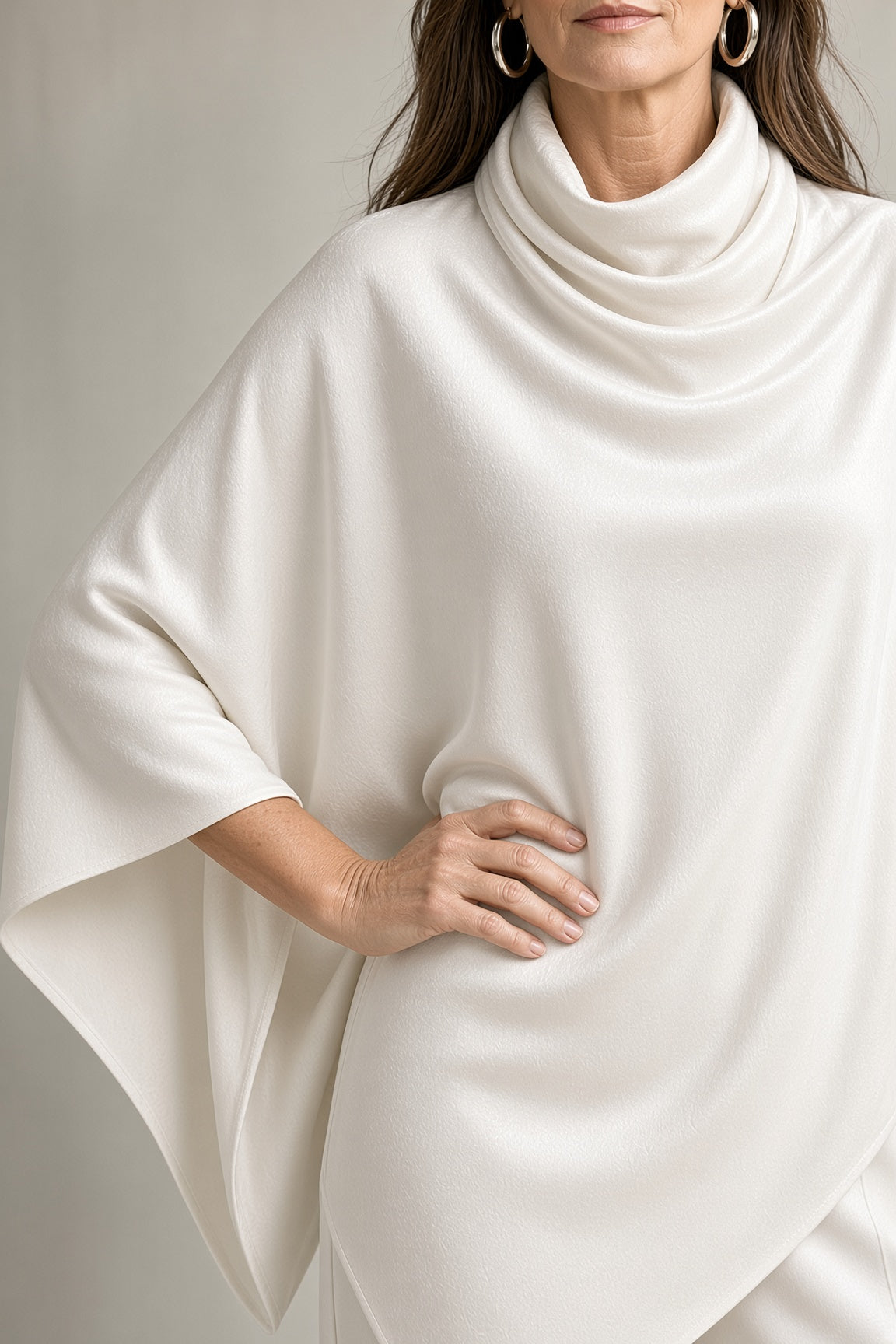 Elegant Draped Cowl Neck Wide-Leg Two-Piece Set
