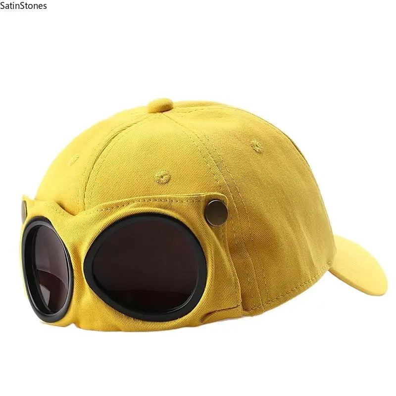Pilot-Inspired Baseball Cap with Built-In Sunglasses