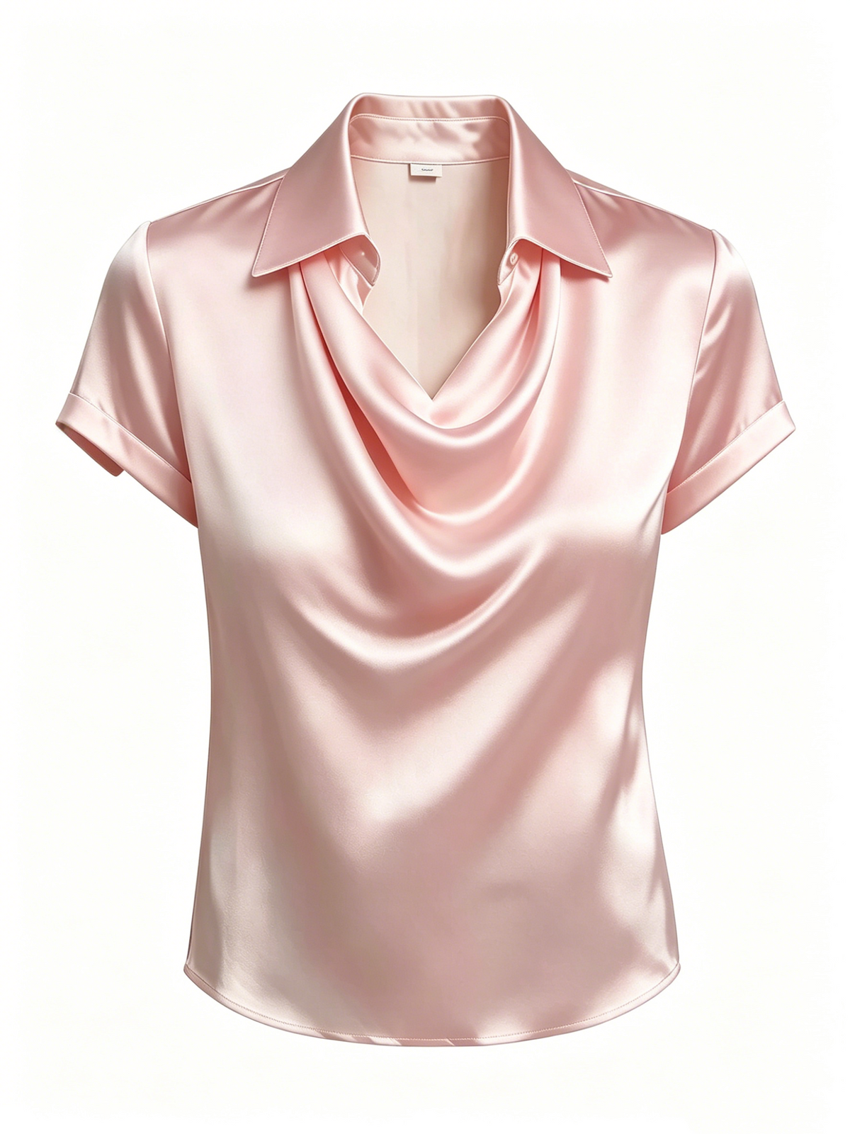 Long-sleeved satin collared top shirt