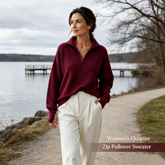 Women's Quarter Zip Pullover Sweater
