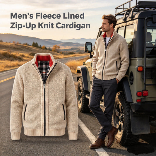 Men’s Fleece Lined Zip-Up Knit Cardigan