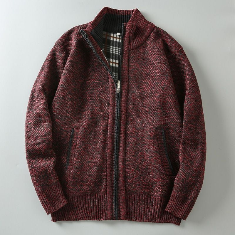 Men’s Fleece Lined Zip-Up Knit Cardigan