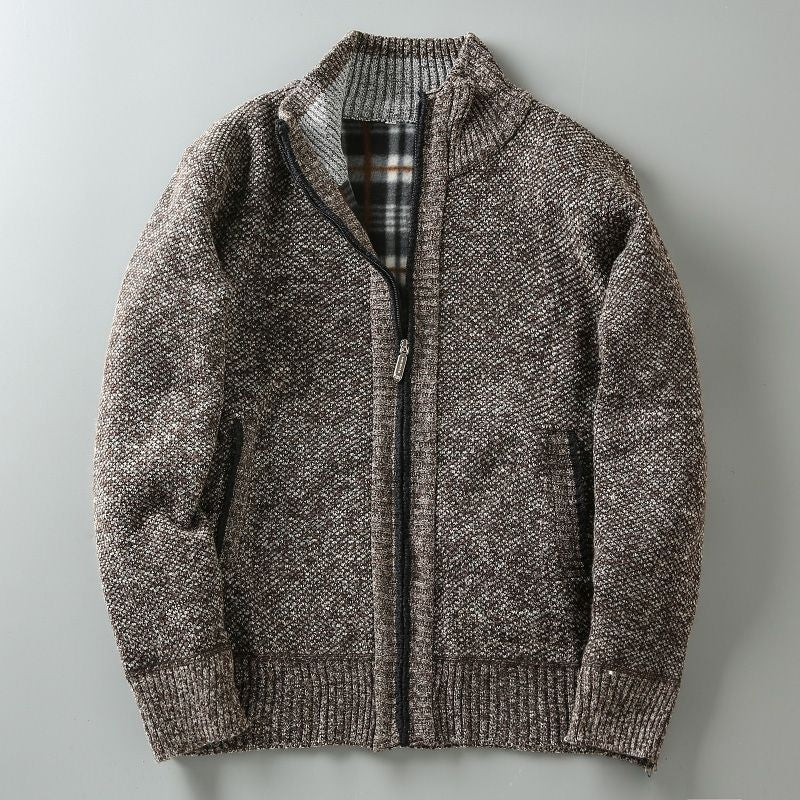 Men’s Fleece Lined Zip-Up Knit Cardigan