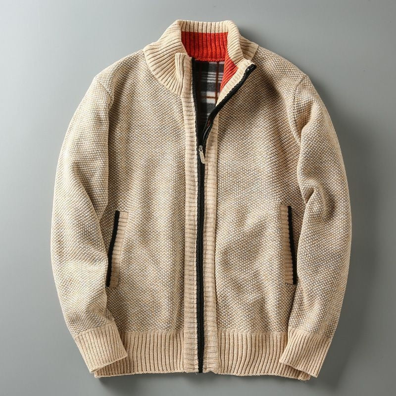 Men’s Fleece Lined Zip-Up Knit Cardigan
