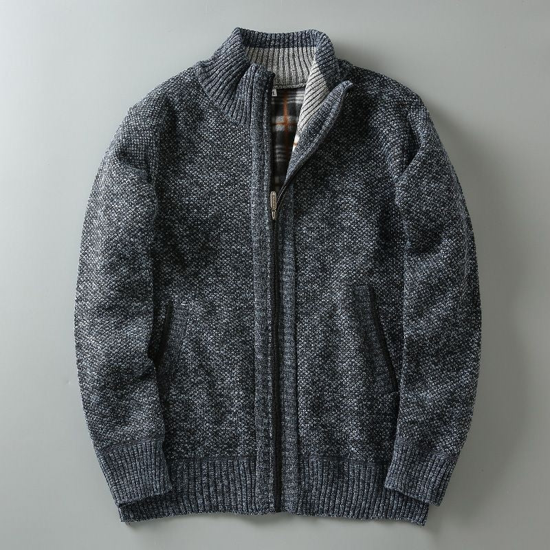 Men’s Fleece Lined Zip-Up Knit Cardigan