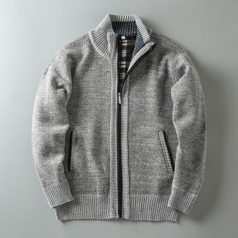 Men’s Fleece Lined Zip-Up Knit Cardigan
