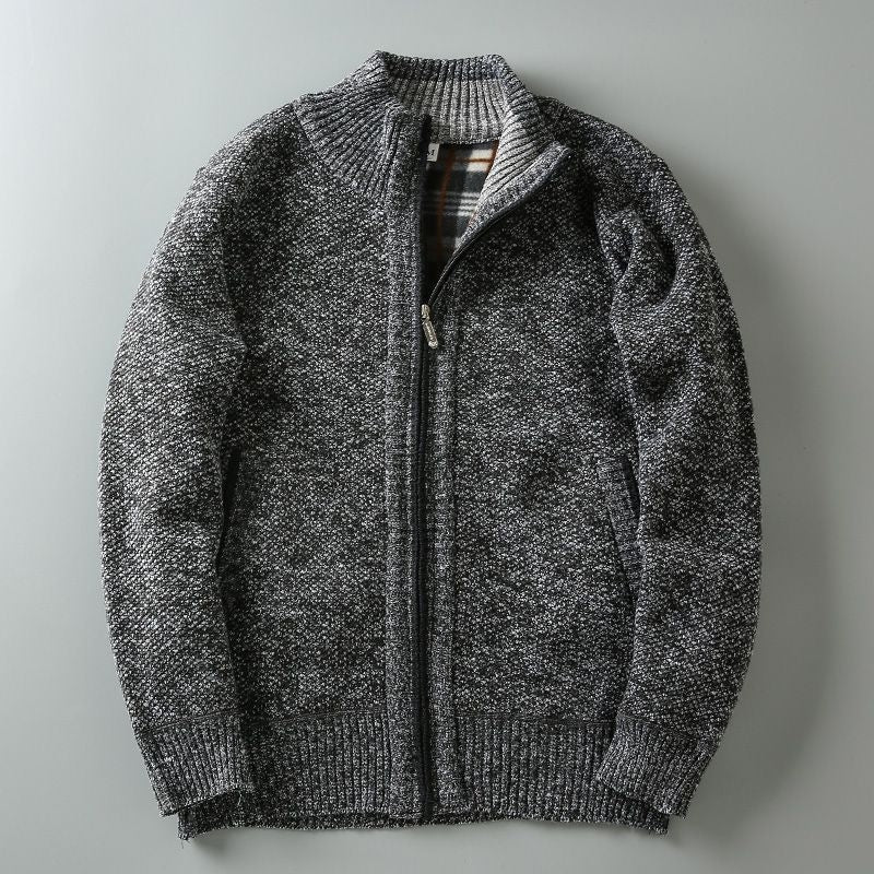 Men’s Fleece Lined Zip-Up Knit Cardigan