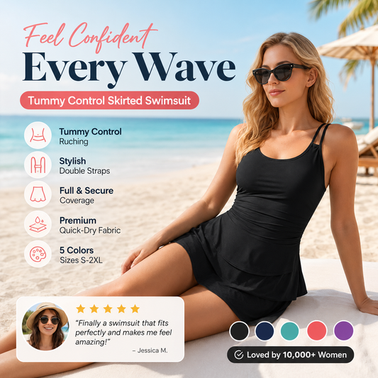 Double Strap Ruched Skirted Swimsuit