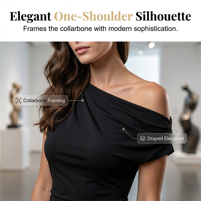One‑Shoulder Ruched Mini Dress